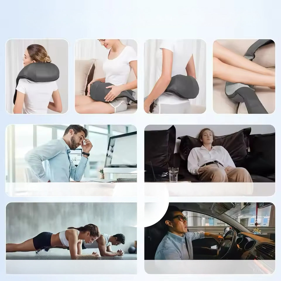 Masaj electric pentru gat si spate, cu incalzire si intensitate reglabila