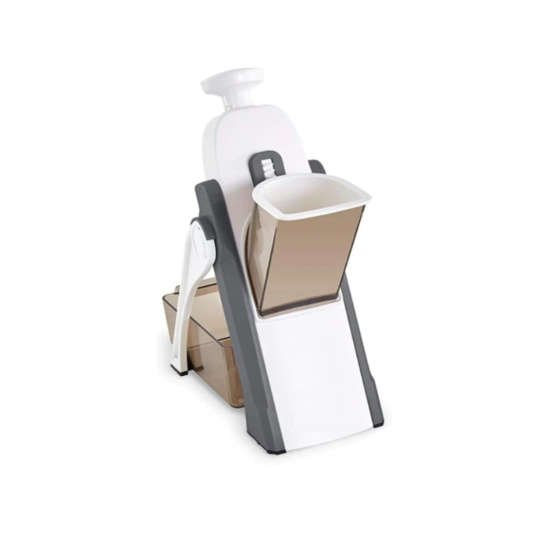 Feliator legume multifunctional, pliabil, 8 trepte de grosime, cu recipient si lama incorporata, taiere in felii, cuburi si julienne