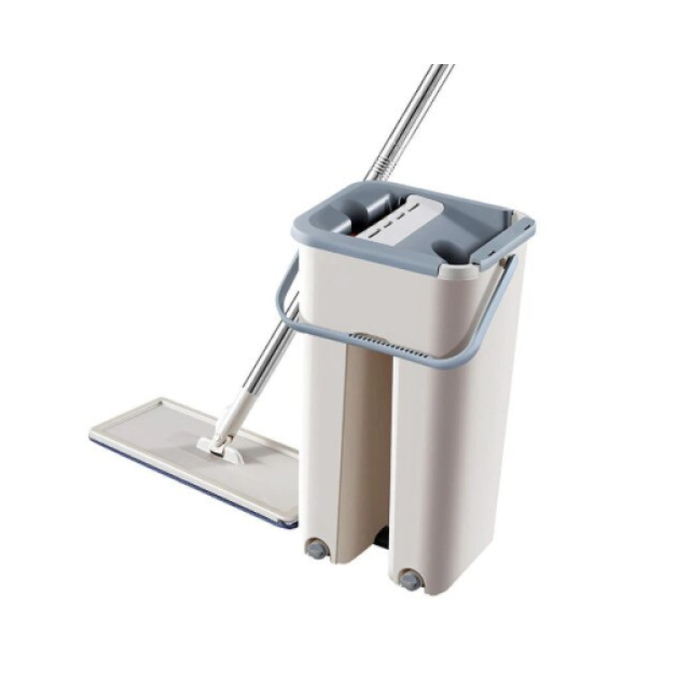 Galeata cu mop, laveta microfibra, alb/gri, cu 2 rezerve – Pachet 2 buc