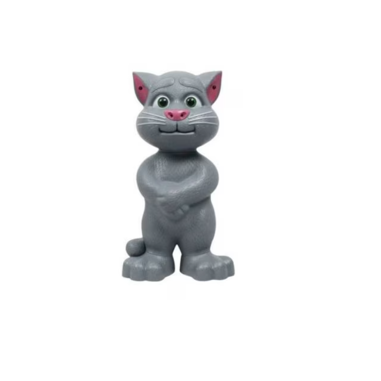 Jucarie interactiva pisica, repeta tot ce aude, 30 cm, gri