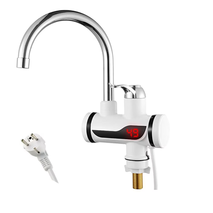 Robinet electric instant cu afisaj LCD, incalzire rapida apa, montaj usor, alb