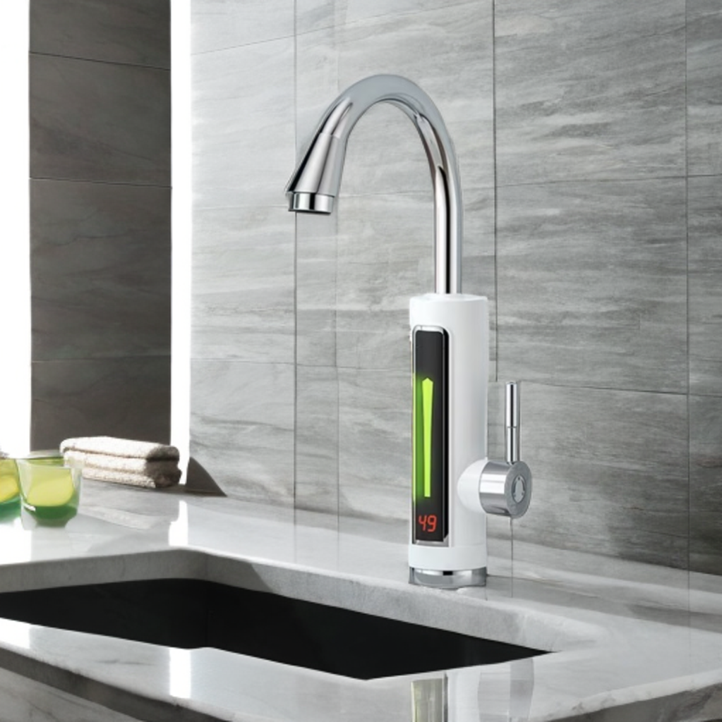 Robinet electric pentru incalzirea apei, 3000W, LED, IPX4, conexiune verticala