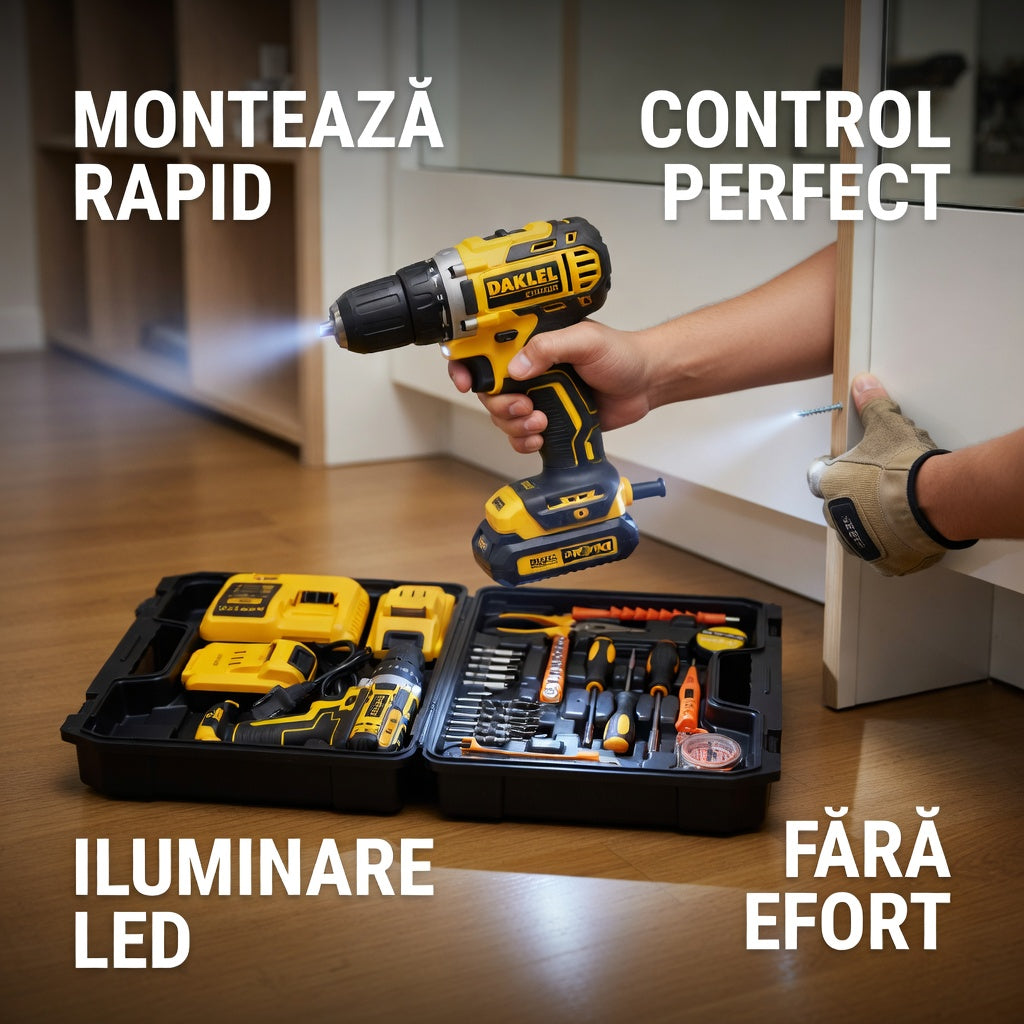 Trusa Bormasina 36V cu 2 acumulatori si incarcator + 37 Accesorii