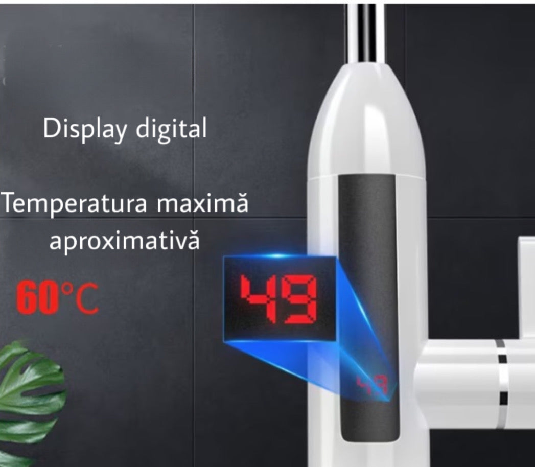 Robinet electric pentru incalzirea apei, 3000W, LED, IPX4, conexiune verticala