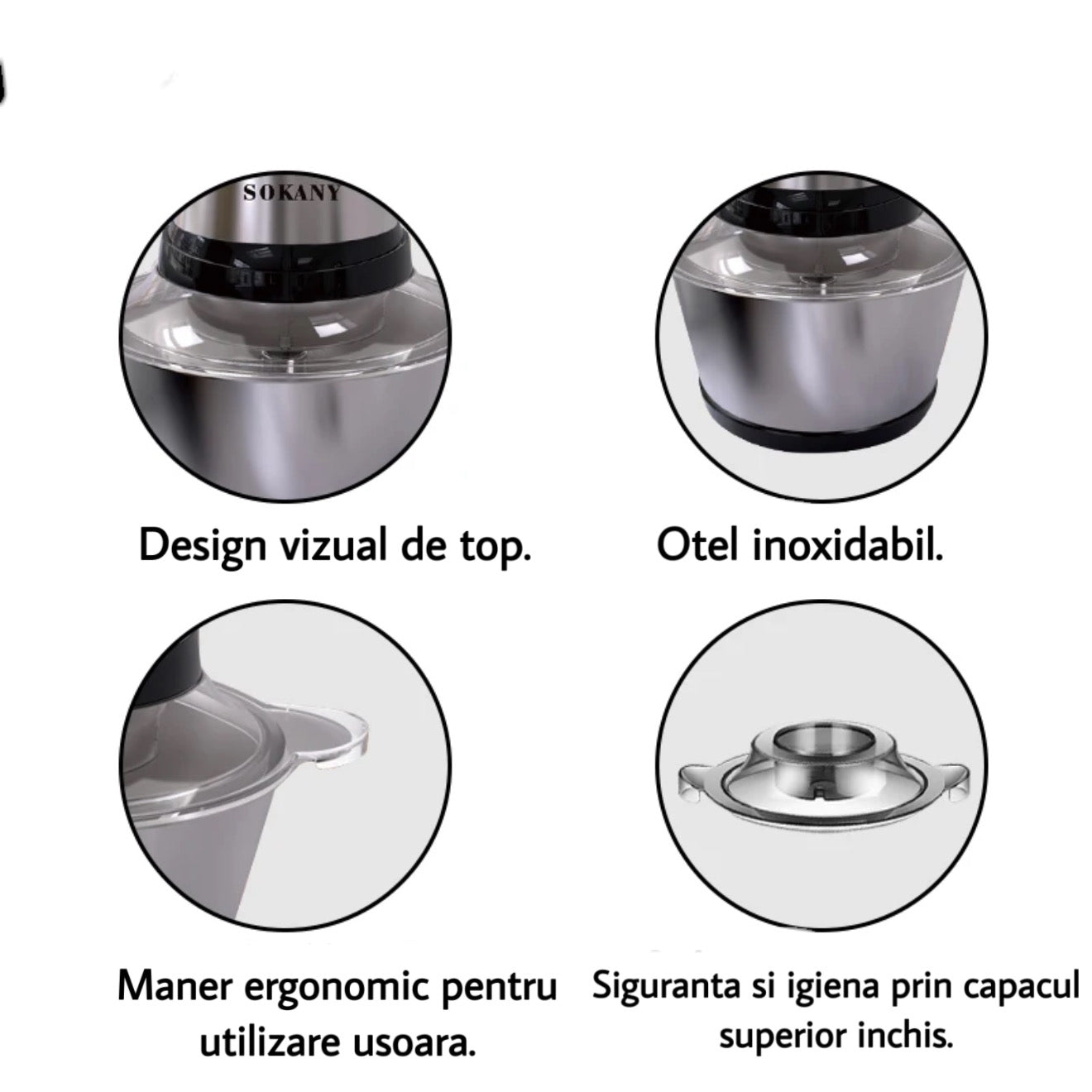 Tocator electric legume si fructe, 200W, trei lame inox, gri