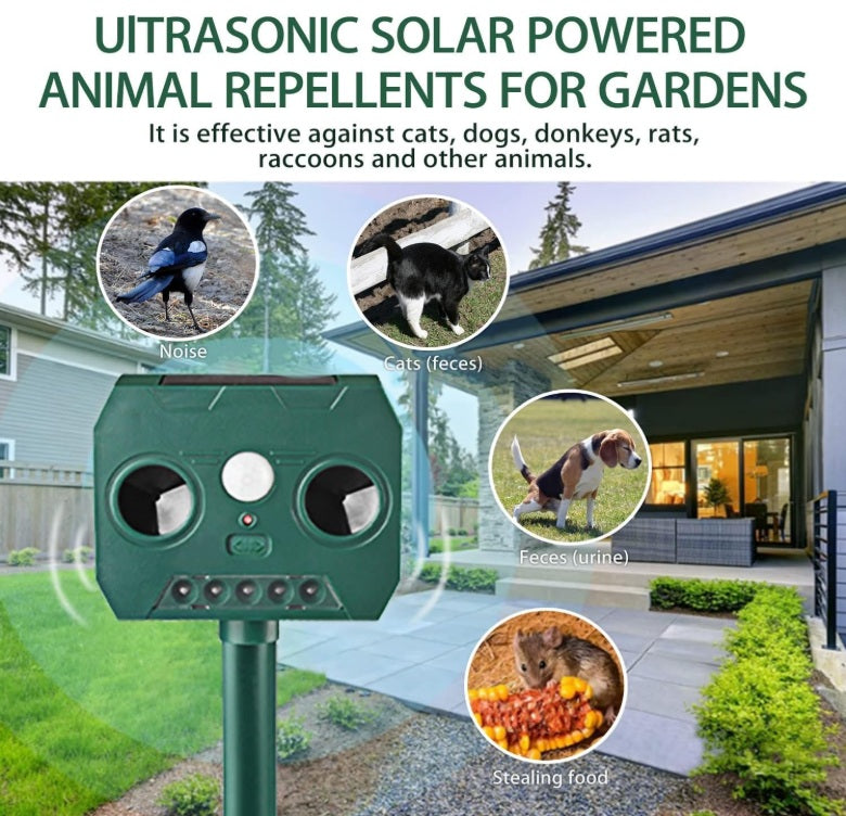 Set 2 buc aparat solar anti-dăunători cu ultrasunete — protecție ecologică pentru grădină