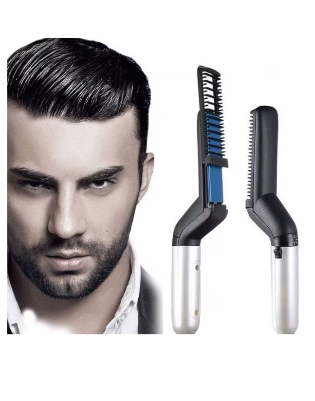 Perie electrica 2 in 1 pentru indreptat parul si barba, incalzire rapida, compacta