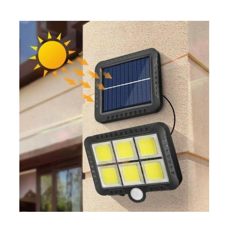Proiector LED solar cu senzor de miscare si lumina alba, 10W, exterior