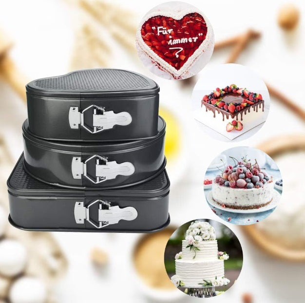 Set 3 tavi de prajituri cu baza detasabila – inima, rotunda, patrata