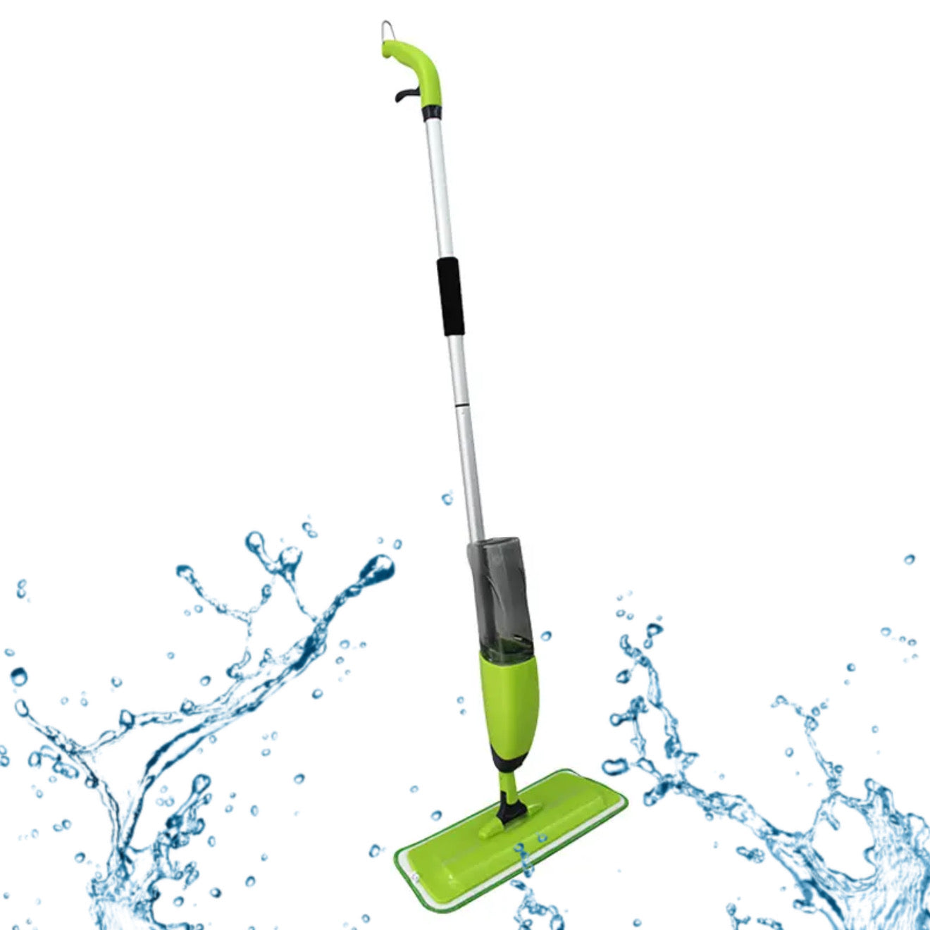 Mop cu pulverizator, 600 ml, microfibra reutilizabila, pentru curatare uscata si umeda, verde