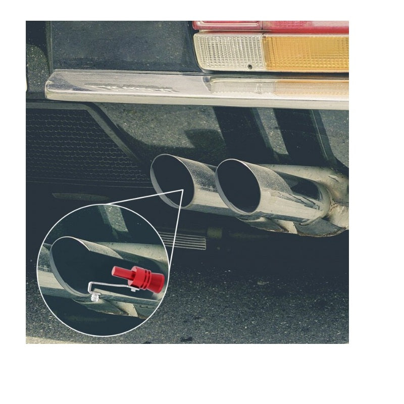 Fluier teava evacuare auto/moto, aluminiu rosu, efect sonor turbo, usor de montat