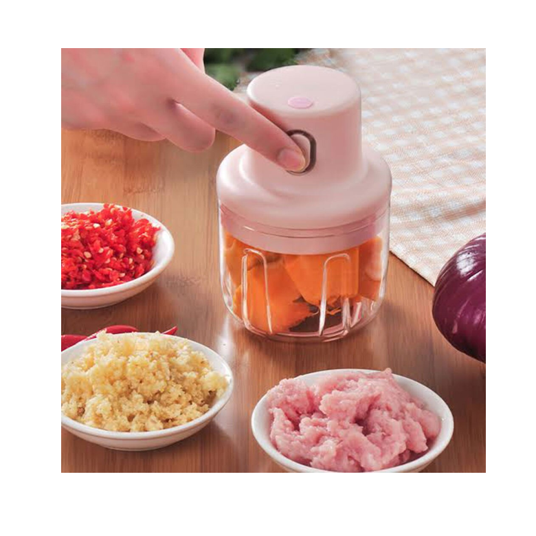 Mini tocator electric portabil, 100 ml, pentru usturoi, ghimbir si alte alimente, reincarcabil USB, rezistent la apa, Verde