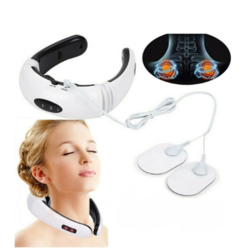 Aparat de masaj cervical cu electrostimulare Cervical Vertebra, portabil, alb
