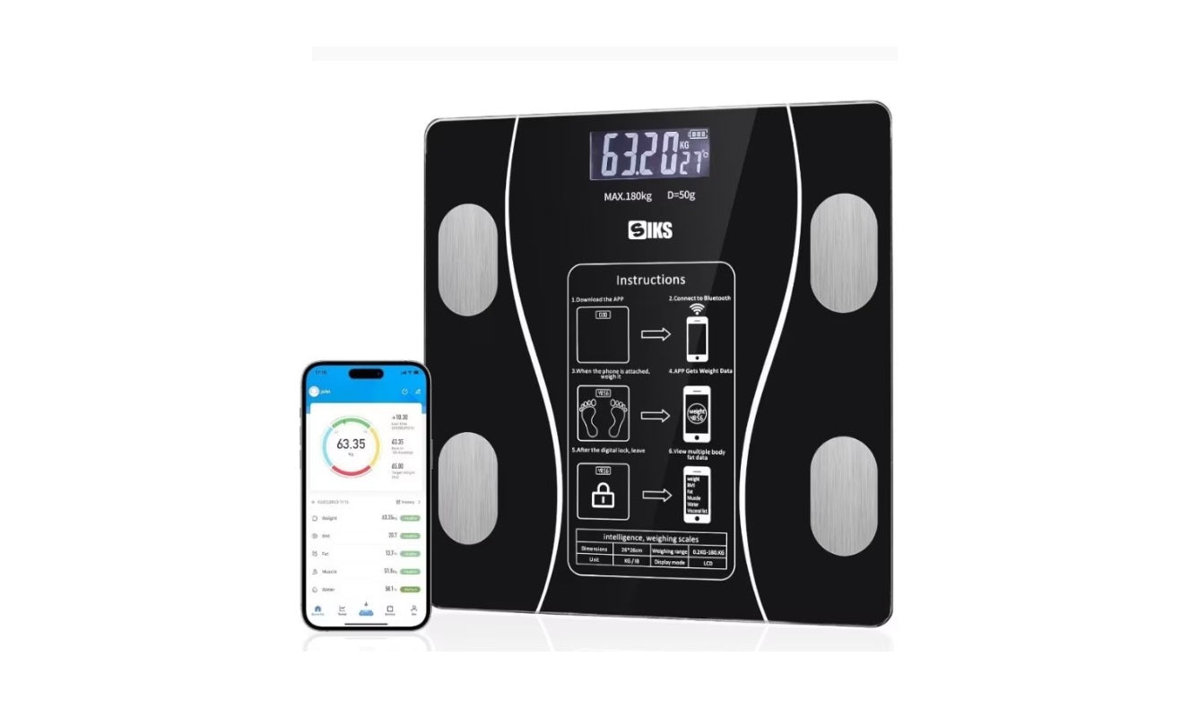 Cantar electronic smart cu aplicatie, ecran digital, termometru, 180 kg