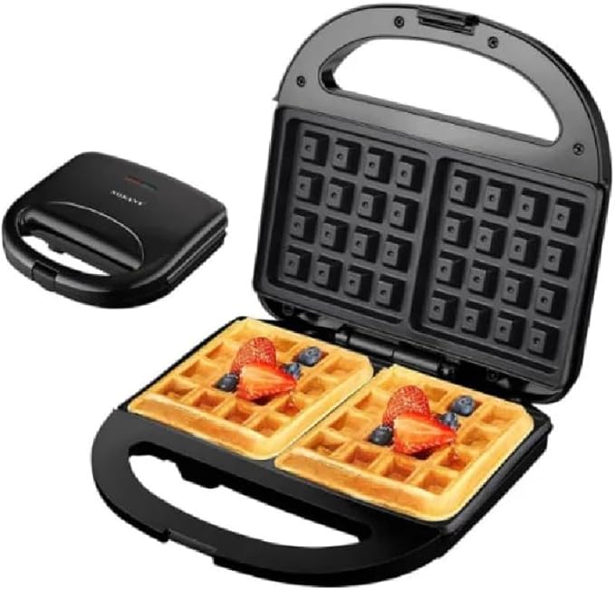 Aparat de Gofre (Waffle Maker) SOKANY SK-08074, 750W – Plăci Duble Antiaderente, Încălzire Bilaterală, Design Compact, Negru