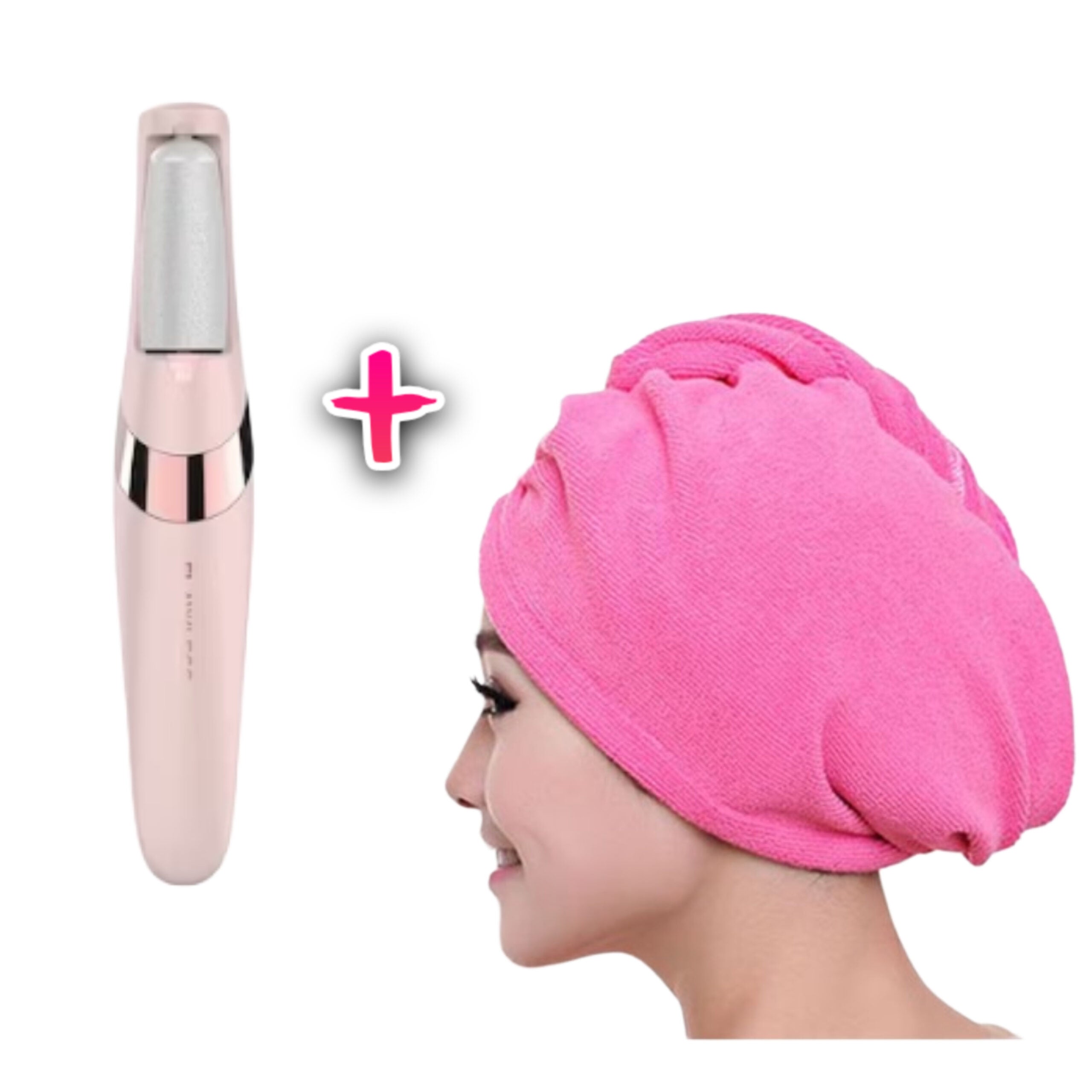 Pachet Promo: Prosop de Cap din Microfibra pentru Uscare Rapida + Pila Electrica pentru Calcaie si Talpi