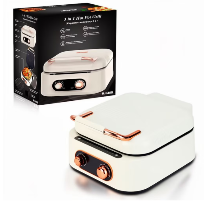 Aparat Multifuncțional de Gatit 3 în 1, 1800W, Grill și Hot Pot