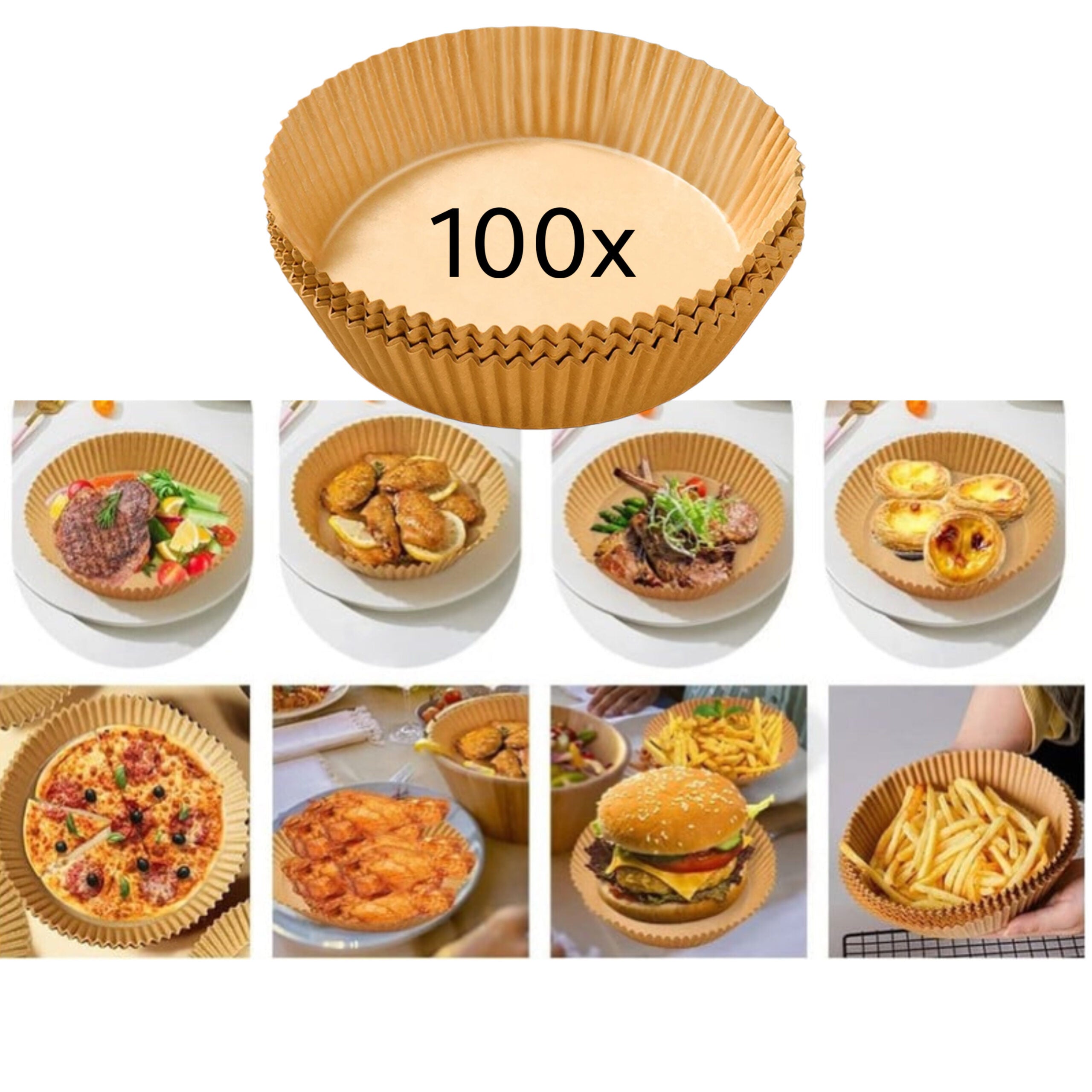 Set 100 hartii de copt, 16x16 cm, pentru friteuza