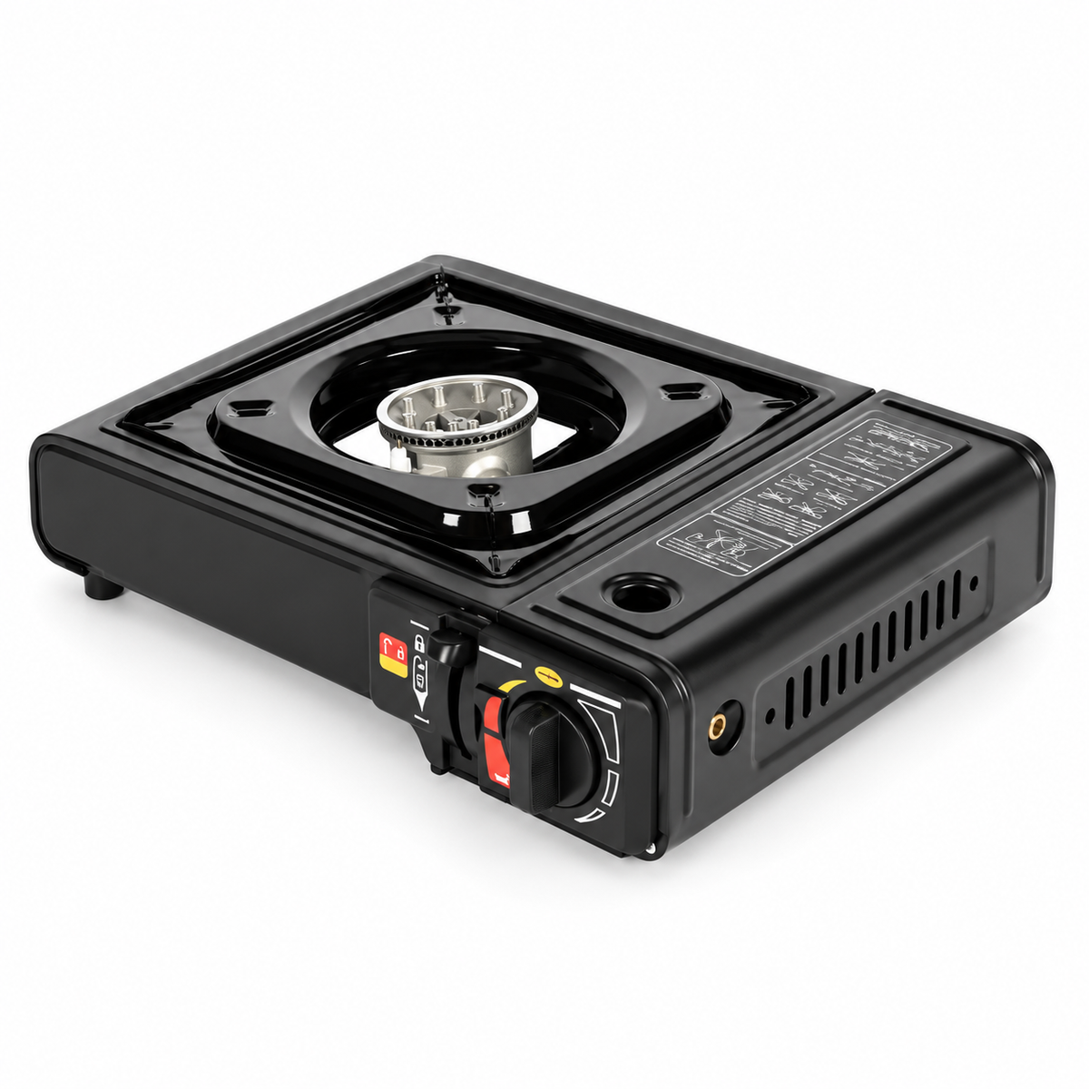 Aragaz portabil pentru camping, 2,2 kW, alimentare duală, aprindere piezoelectrică și adaptor pentru butelie
