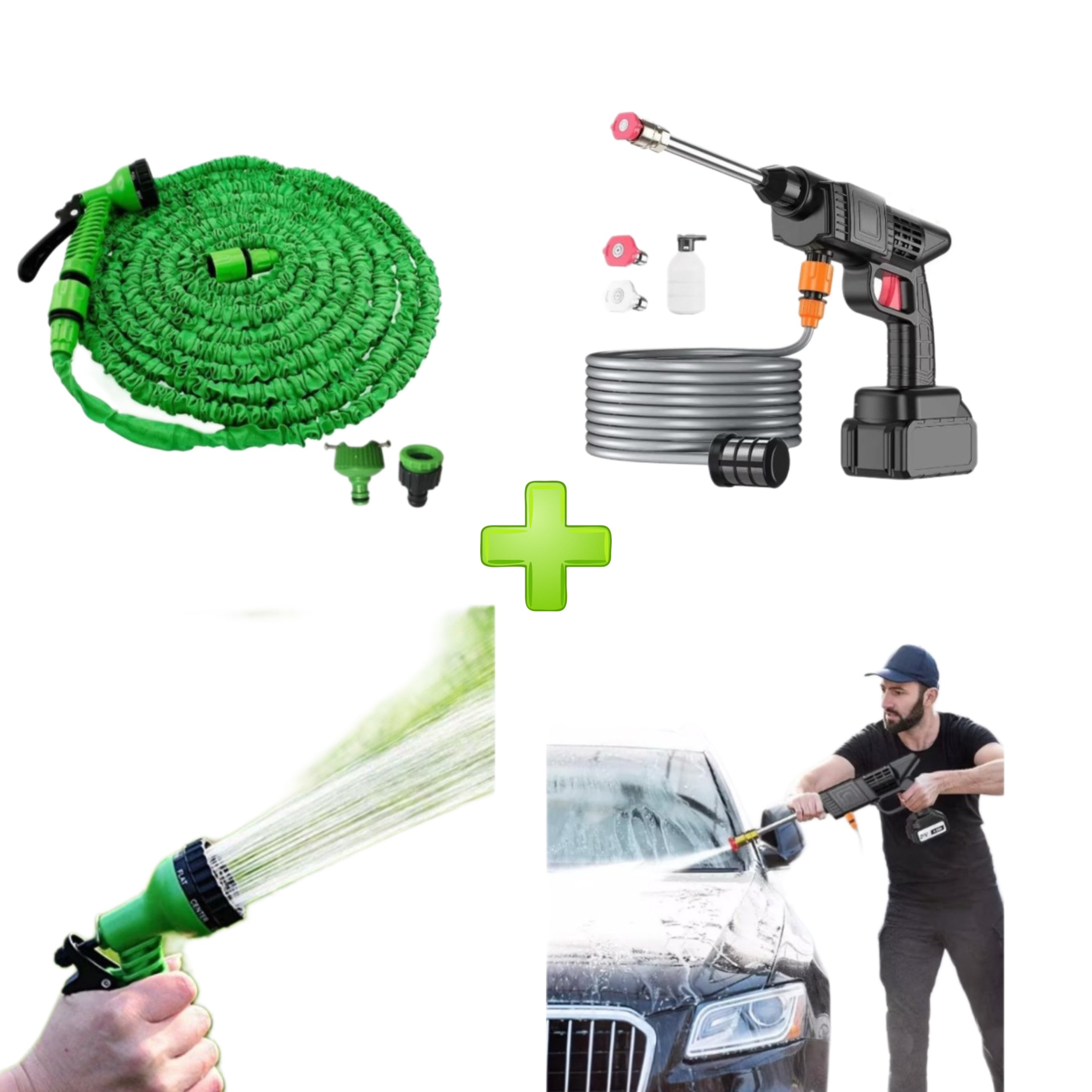 Pachet Promo: Furtun de gradina expandabil + Aparat de spalat electric cu presiune