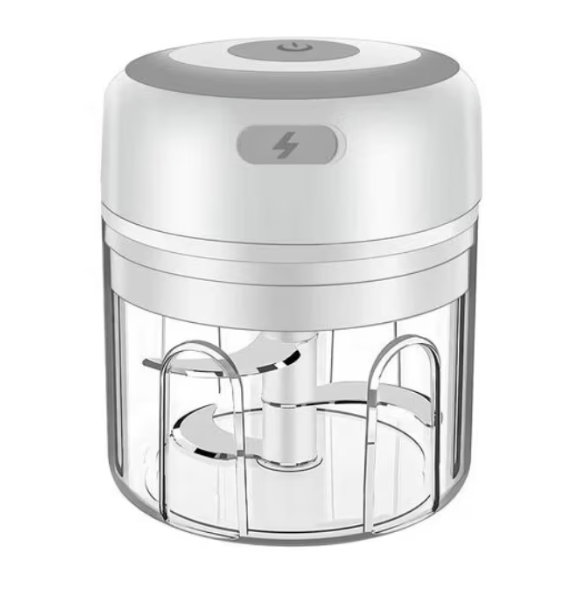 Mini tocator electric legume si usturoi, 30W, 250 ml, Alb/Gri, reincarcabil USB