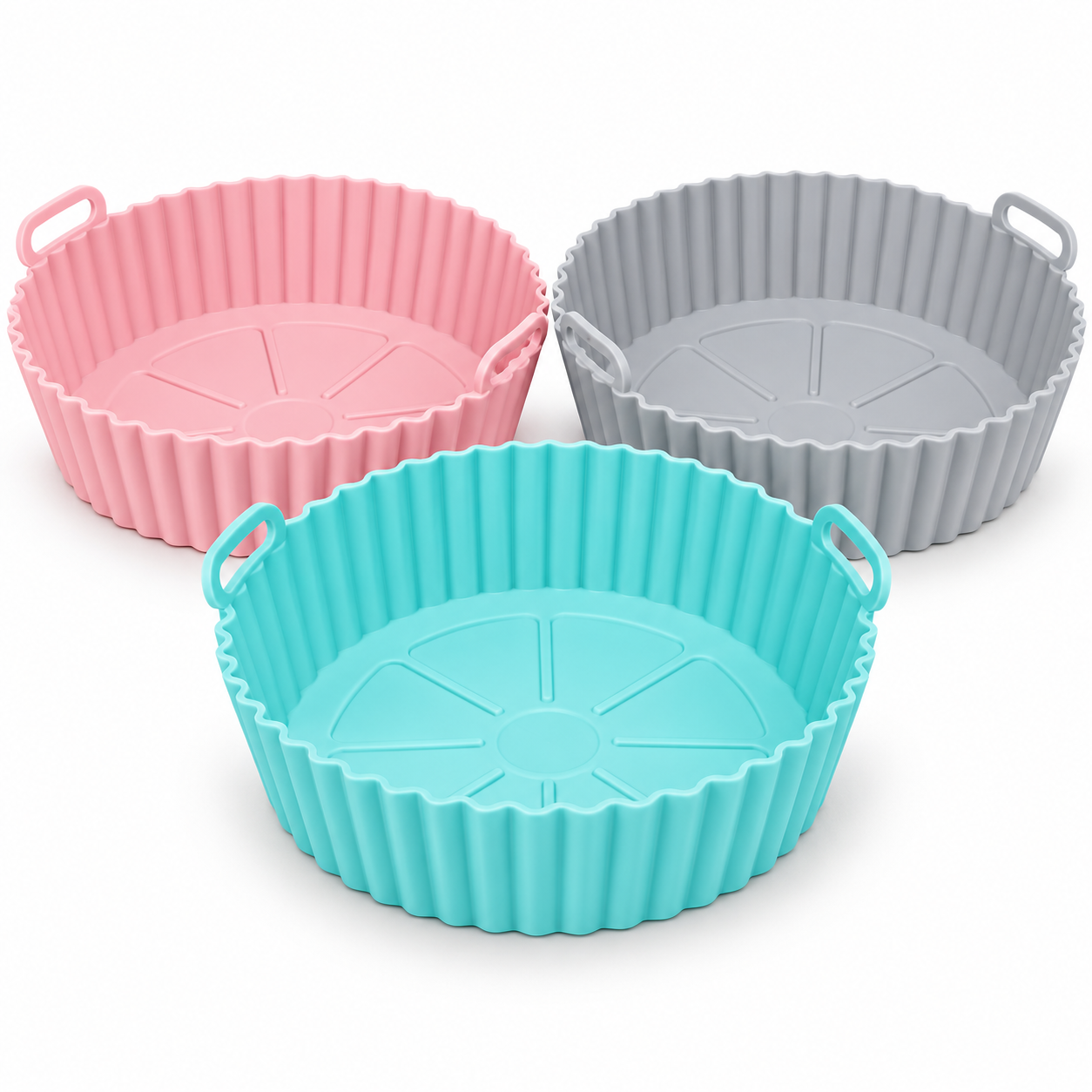Set 3 Forme din Silicon pentru Friteuza cu Aer 3–5QT, Reutilizabile și Antiaderente, 17 × 17 × 5 cm