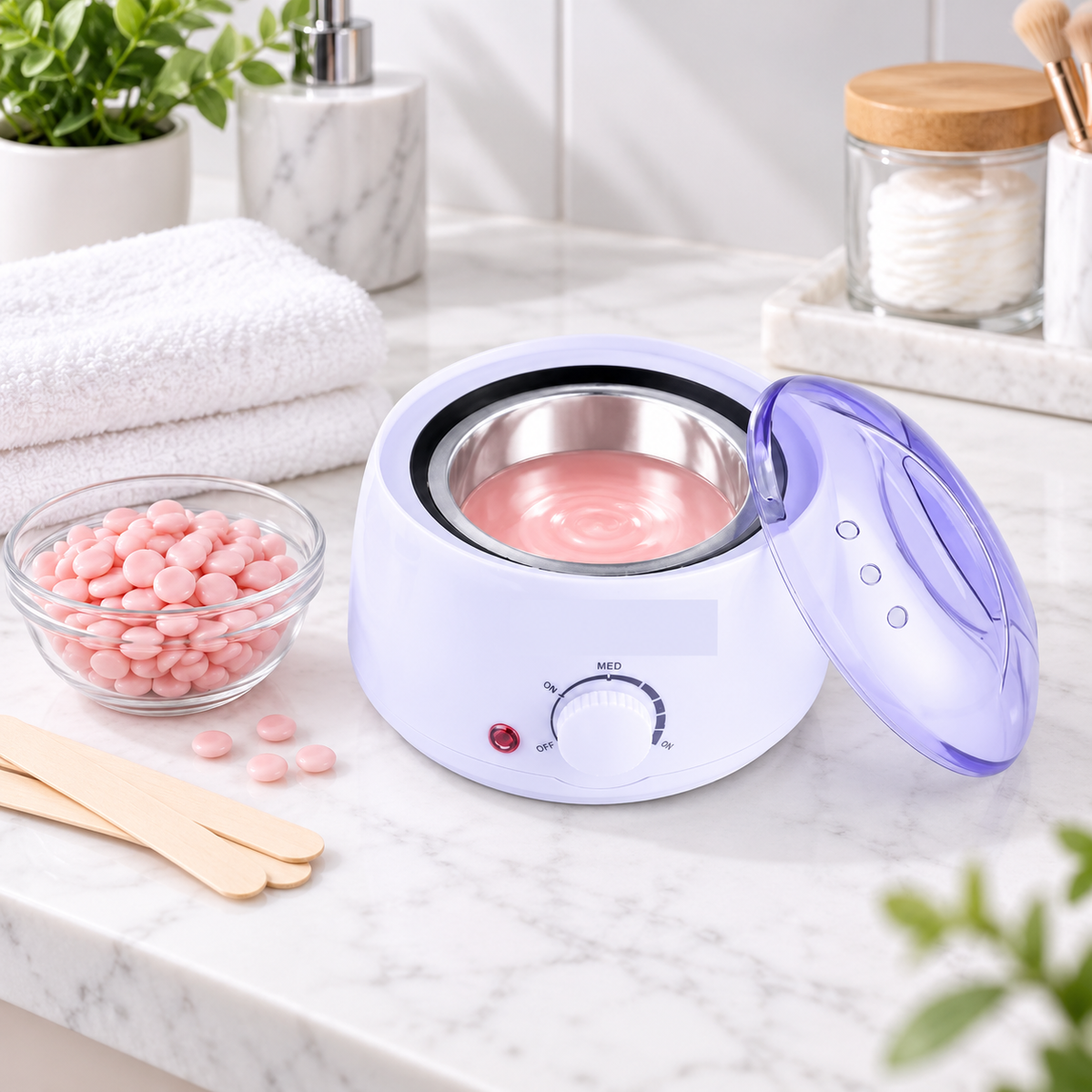 Aparat Electric pentru Topit Ceară, 600 ml, 100W, Termostat Reglabil, Recipient Detașabil