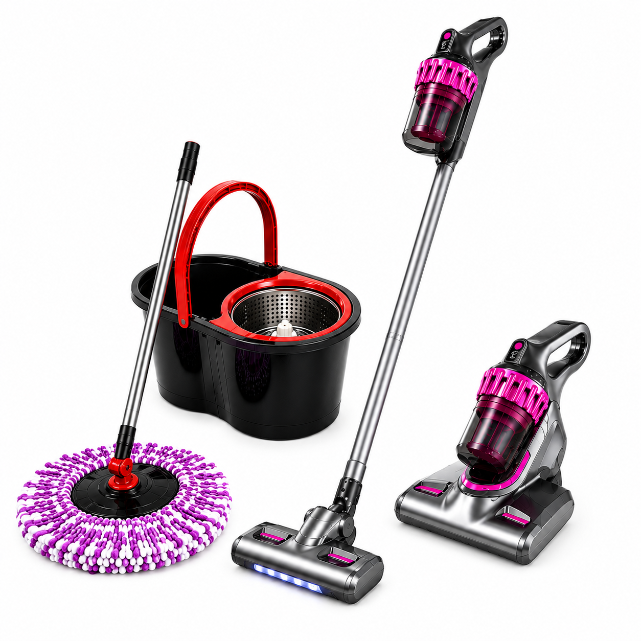 Pachet Curățenie Premium – Aspirator Fără Fir + Mop Rotativ 360°