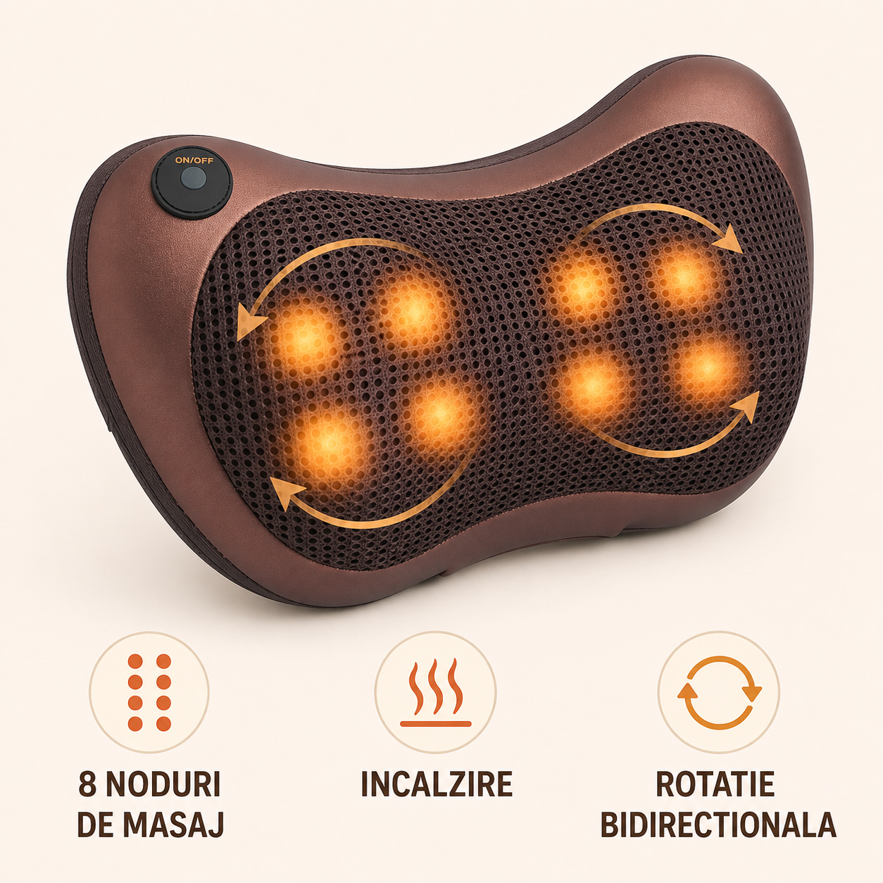 Pernă Electrică de Masaj cu Încălzire pentru Gât, Umeri și Spate – Relaxare și Confort Acasă