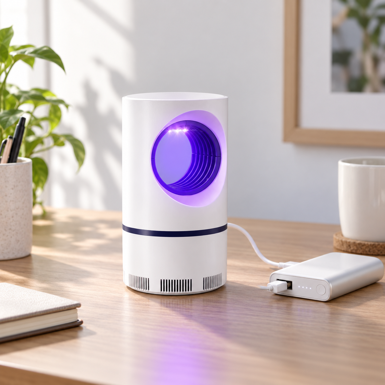 Lampă UV Anti-Țânțari și Insecte cu Ventilator Silențios, Alimentare USB