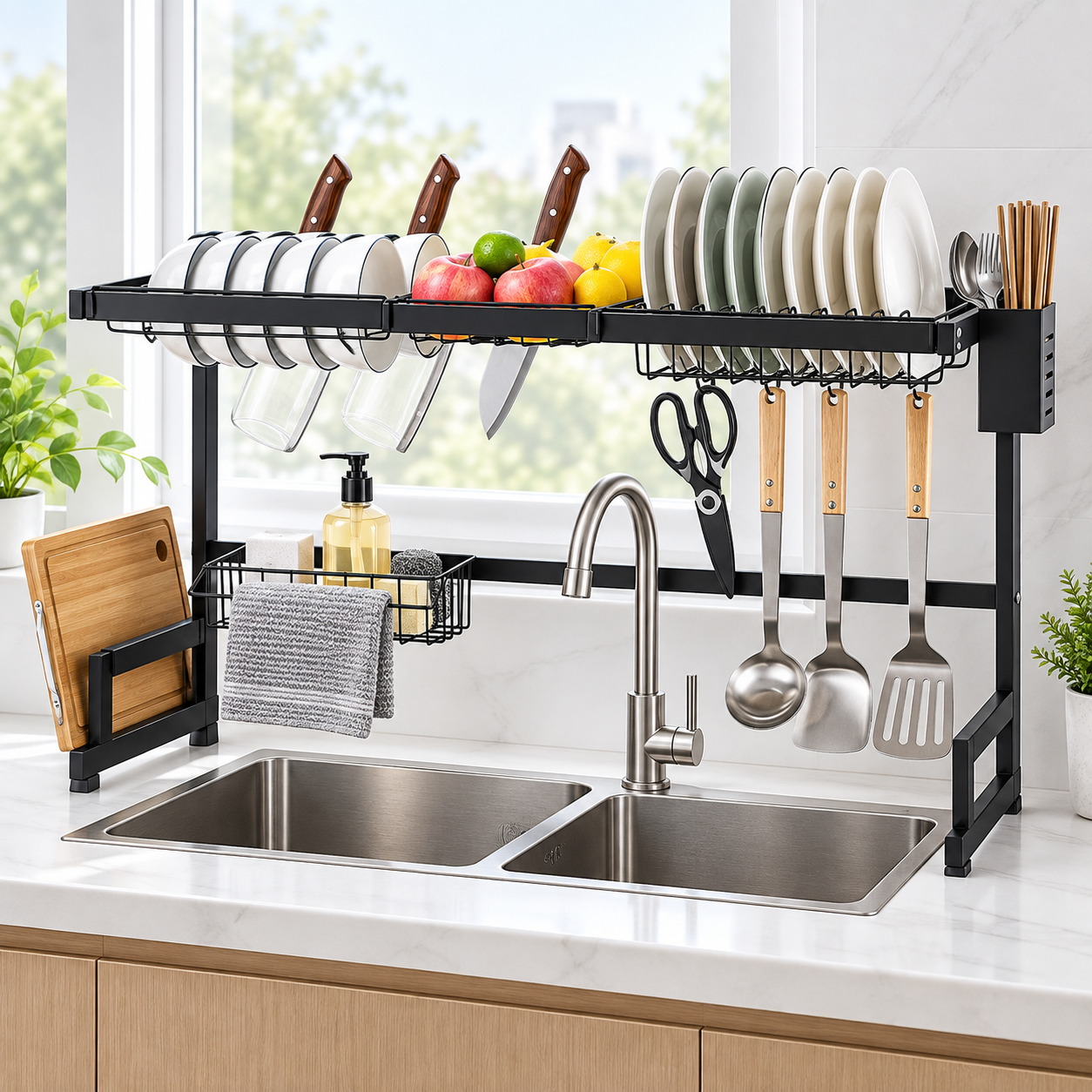 Uscător de Vase Supraetajat din Inox – Organizare Modernă și Spațiu Optimizat în Bucătărie