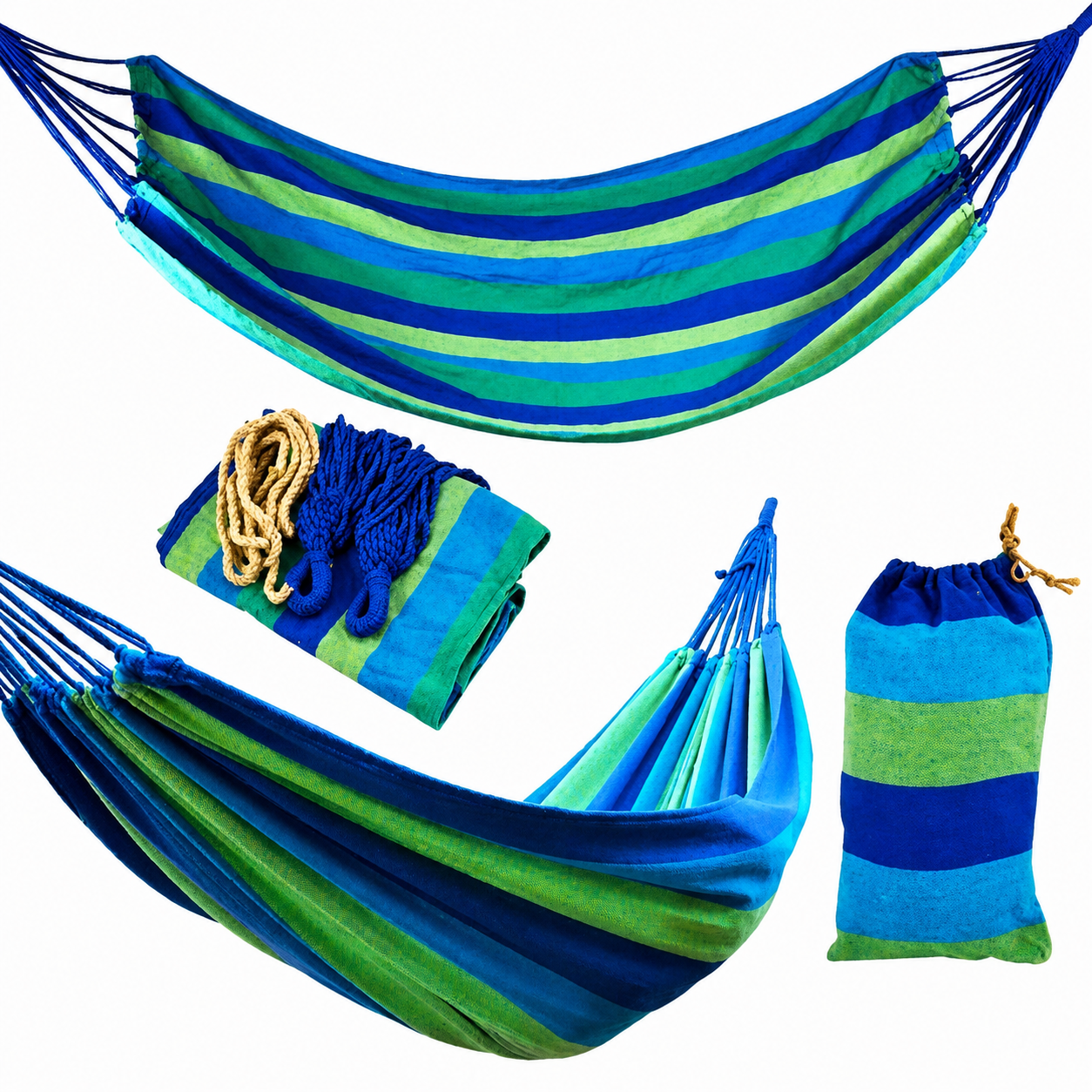 Hamac din Bumbac pentru Gradina, Terasa sau Camping, 190 x 150 cm, Capacitate 150 kg