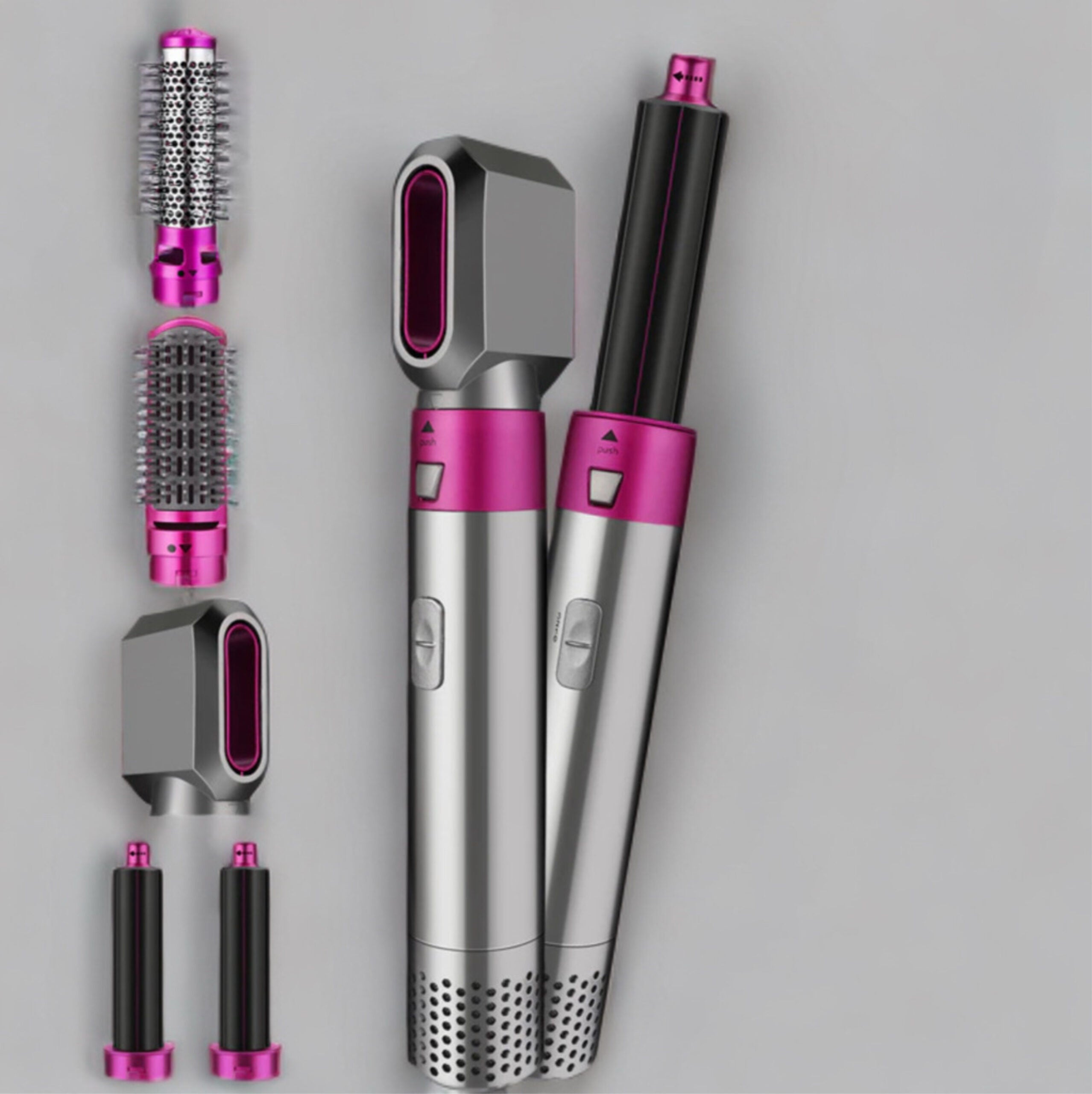 Set 5-in-1 pentru coafarea parului – Uscare, Ondulare, Netezire, Bucle si Volum, 1000W