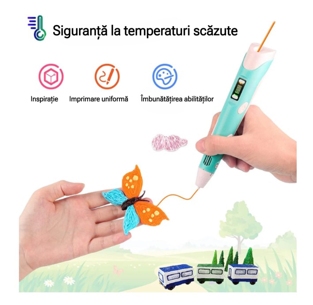 Creion 3D cu afisaj LCD si incarcare USB pentru desen tridimensional