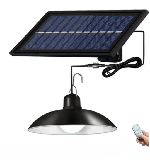 Lampa solara LED suspendata cu panou solar separat, telecomanda, intensitate reglabila, 400LM, IP65