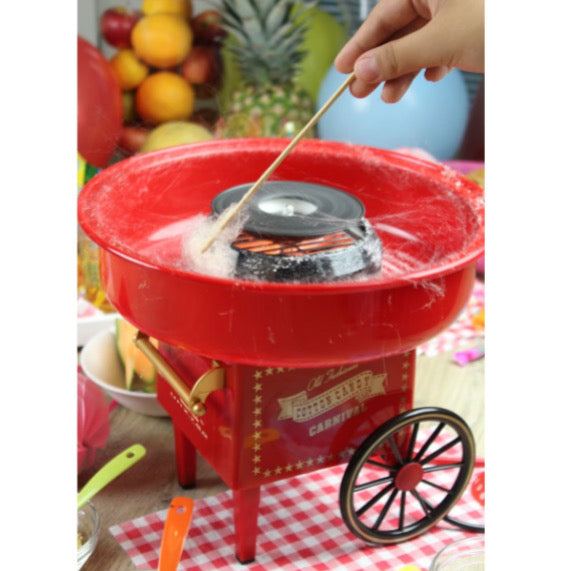 Aparat de facut vata de zahar retro 500W – usor de folosit, compact, rosu