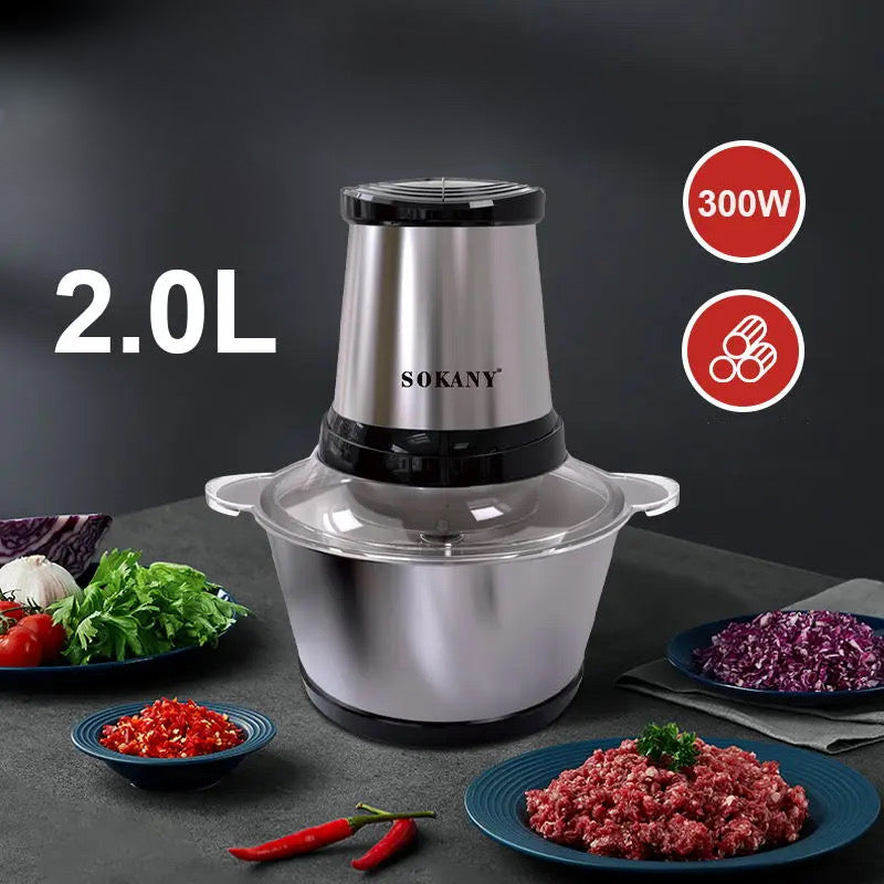 Tocator electric legume si fructe, 200W, trei lame inox, gri