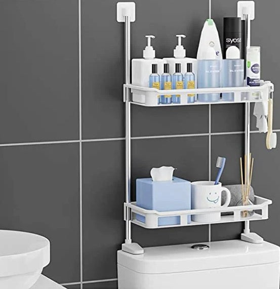 Raft depozitare WC 2 polite, organizator baie, dimensiuni 58x30 cm