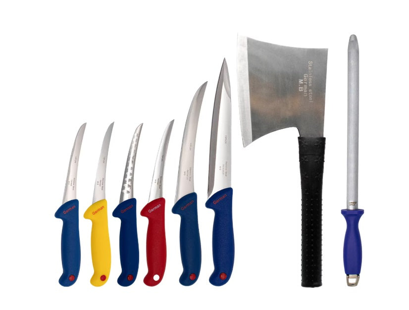 Set 8 piese cutite macelarie, inox, maner ergonomic