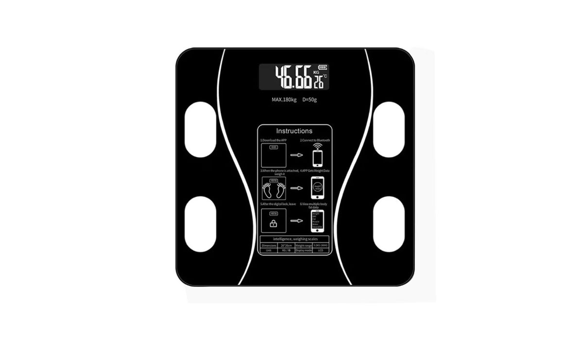 Cantar electronic smart cu aplicatie, ecran digital, termometru, 180 kg