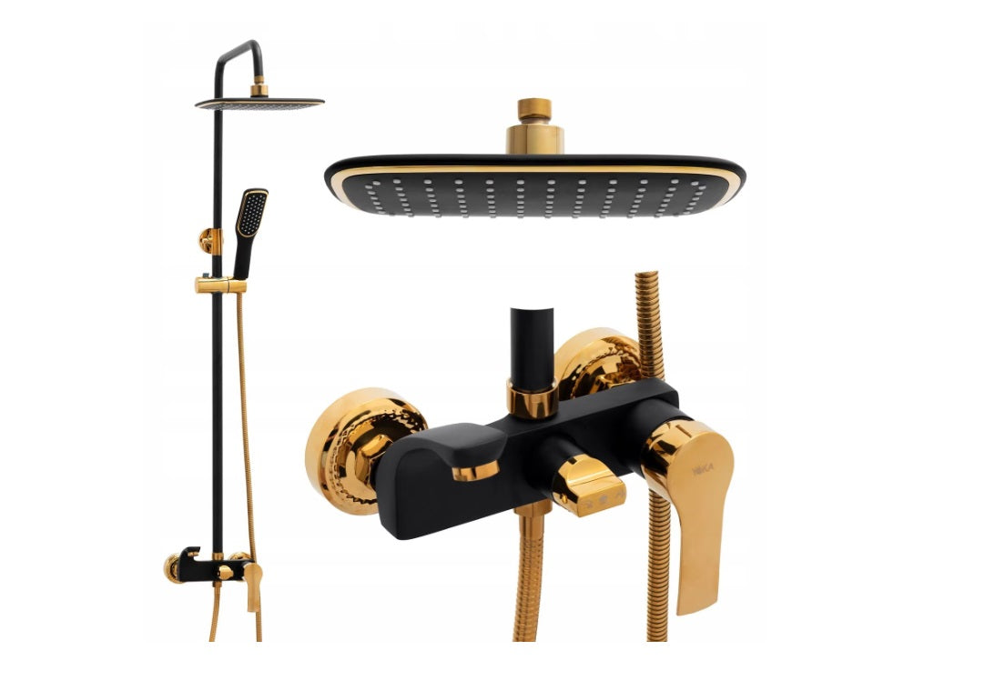 Set coloana dus cu baterie cada/dus din alama, cartus ceramic si design modern elegant