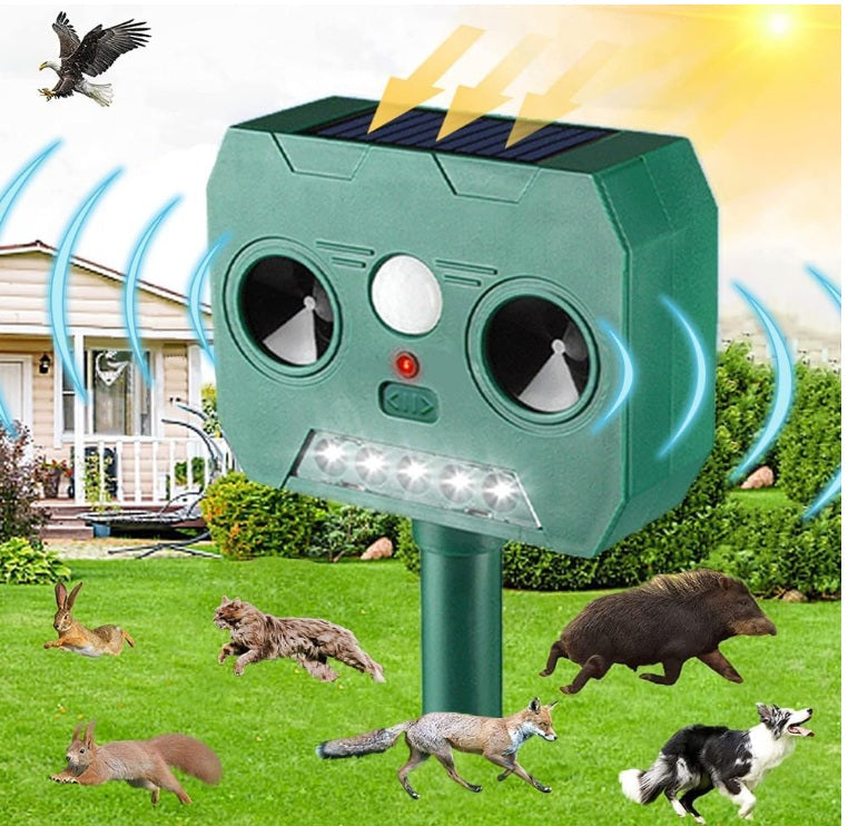 Set 2 buc aparat solar anti-dăunători cu ultrasunete — protecție ecologică pentru grădină