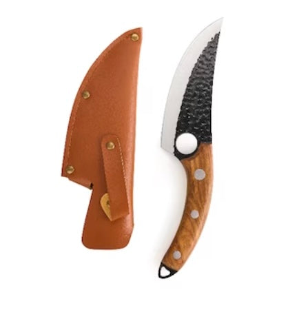Cutit profesional forjat manual, antiderapant, otel inoxidabil, 27.5 cm, maro
