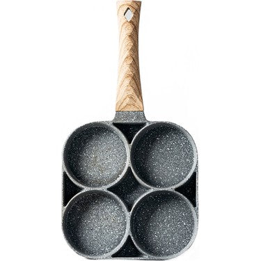 Tigaie cu patru compartimente rotunde, model piatra, 32 cm, gri