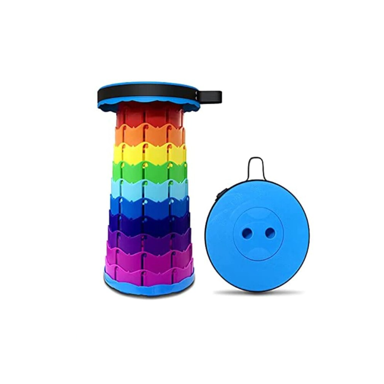 Scaun telescopic pliabil pentru camping, reglabil, multicolor, portabil, 44 cm