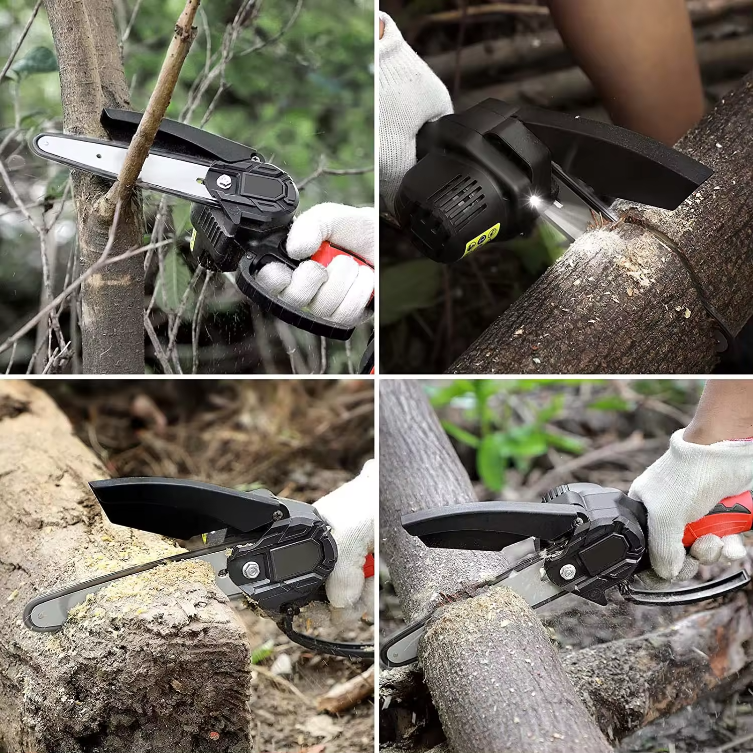 Mini drujba electrica portabila cu lama 4 inch, 2 acumulatori si 2 lanturi