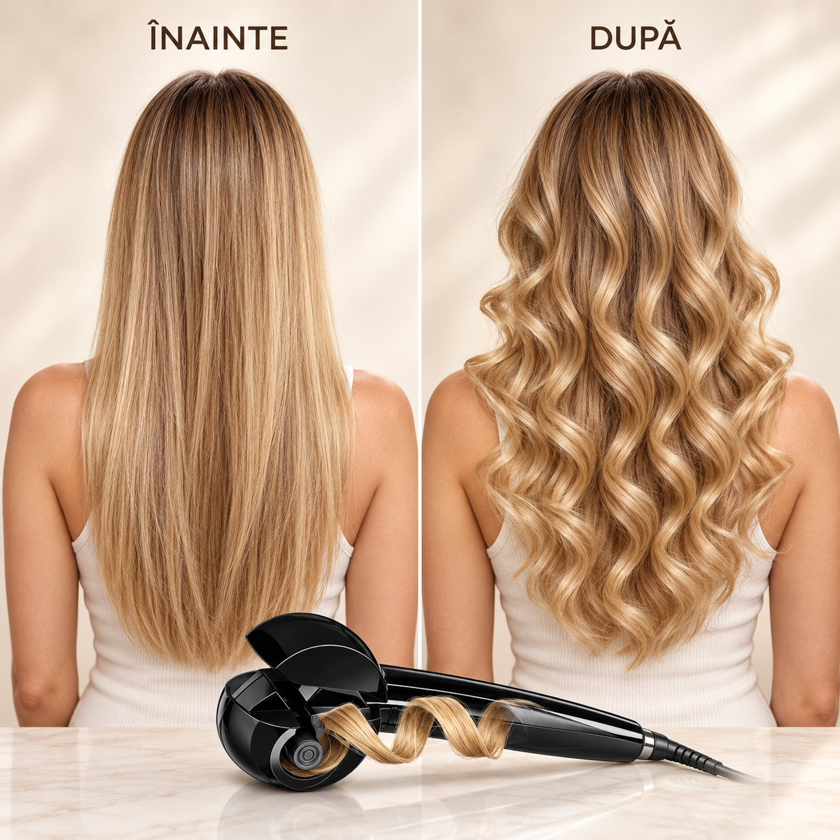 Ondulator de Par Perfect Curl, Ceramica, 3 Trepte, 230°C, Cablu Rotativ 2.7m