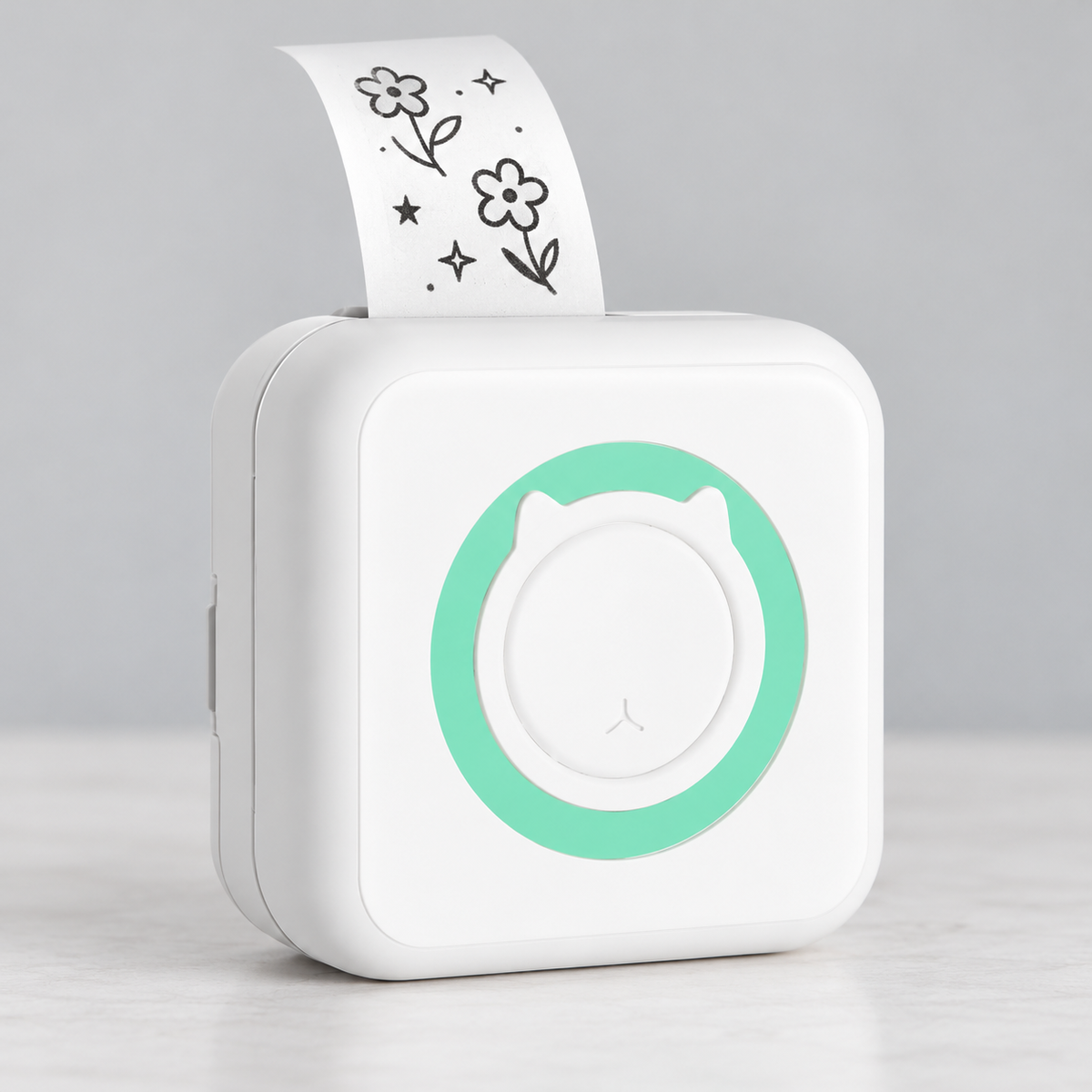 Mini imprimantă termică portabilă cu Bluetooth și USB, fără cerneală, alb-verde