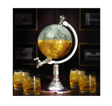 Dozator pentru bauturi in forma de glob pamantesc, capacitate 3.5L, transparent, 24 x 42 cm