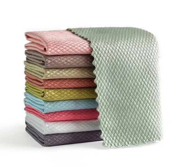 Set 10 lavete magice din microfibra 30x30 cm, multicolor, super absorbante, fara urme